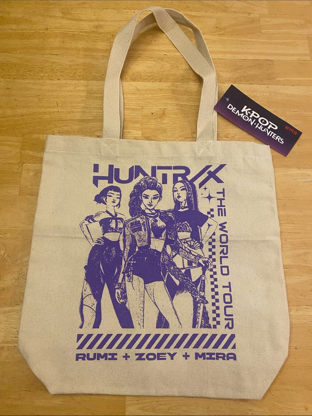 K-POP Demon Hunters HUNTR/X The World Tour Canvas Tote Bag NWT abt 14x13.5x4